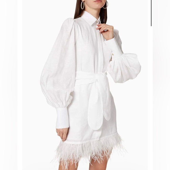 No pise la grama VOLARE DRESS IN WHITE SIZE 2 new with tags feather detail - Picture 4 of 4